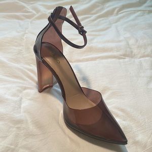 ALDO Deedee High Heel Block Heel in Clear Brown Color!